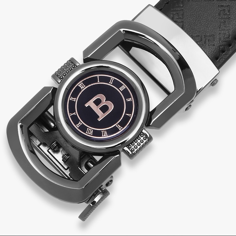 GUGETI Men's PU Leather Belt with Letter B Automatic Buckle 3.5CM